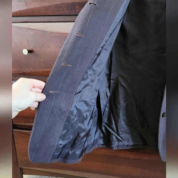 NWT Lauren Ralph Lauren Wool Pinstripe Brown Buttoned Blazer 14P $250 - Picture 12 of 16